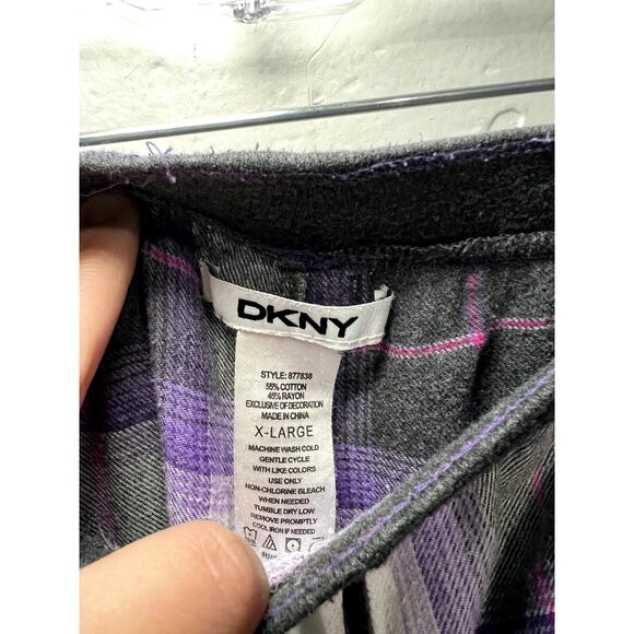 DKNY purple plaid pajama pants womens XL cozy‎ comfort lounge loungewear comfy - Picture 4 of 6